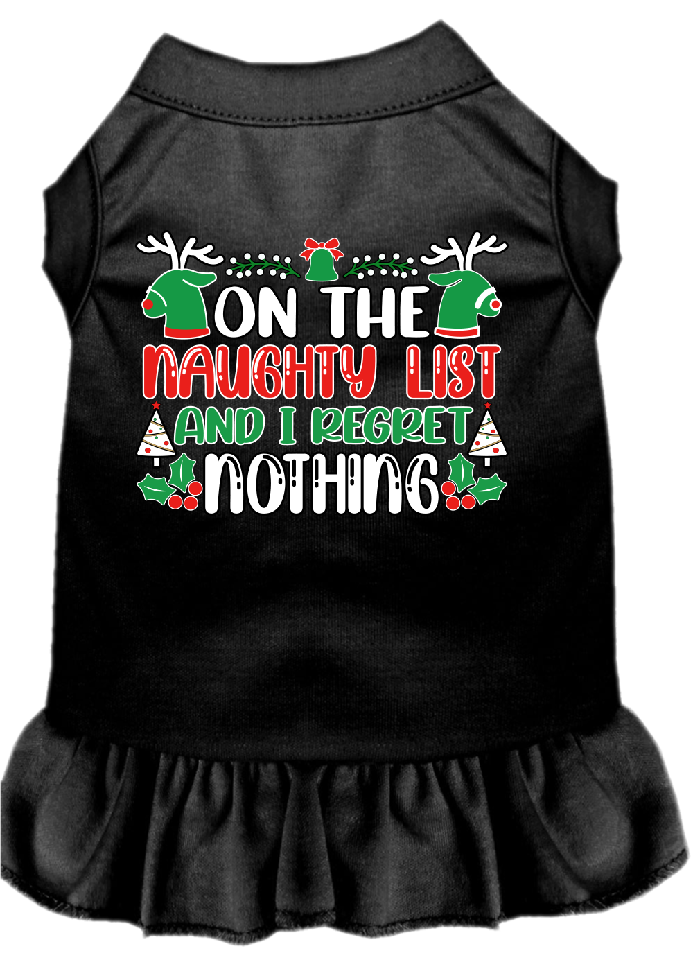 I Regret Nothing Screen Print Dog Dress Black Size LG